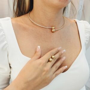 SET CHOKER Y ARETES "Alba Serena"